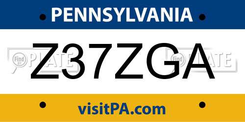 Z37ZGA Pennsylvania License Plate