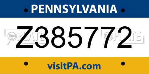 Z385772 Pennsylvania License Plate