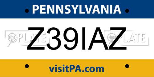 Z39IAZ Pennsylvania License Plate