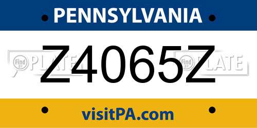 Z4065Z Pennsylvania License Plate