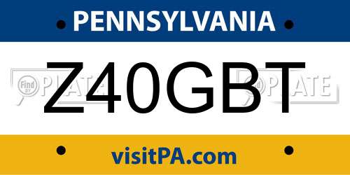 Z40GBT Pennsylvania License Plate
