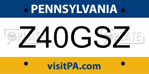 Z40GSZ Pennsylvania License Plate