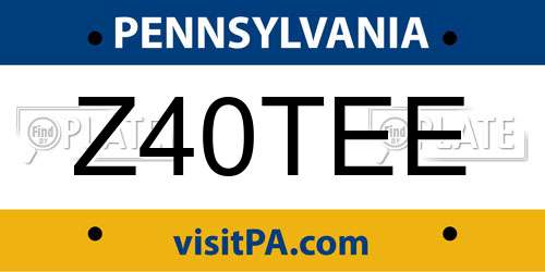 Z40TEE Pennsylvania License Plate