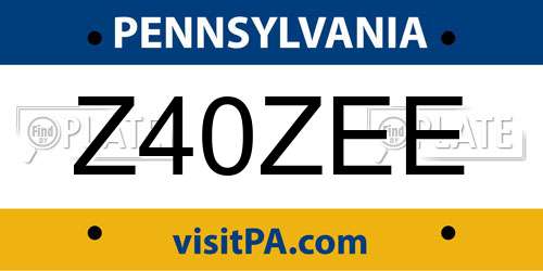 Z40ZEE Pennsylvania License Plate