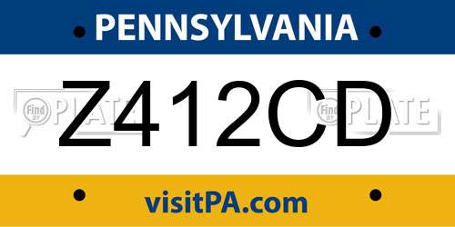 Z412CD Pennsylvania License Plate