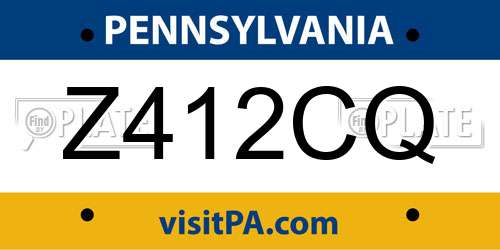 Z412CQ Pennsylvania License Plate