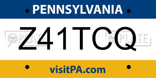 Z41TCQ Pennsylvania License Plate