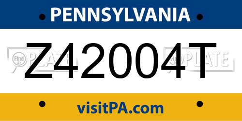 Z42004T Pennsylvania License Plate