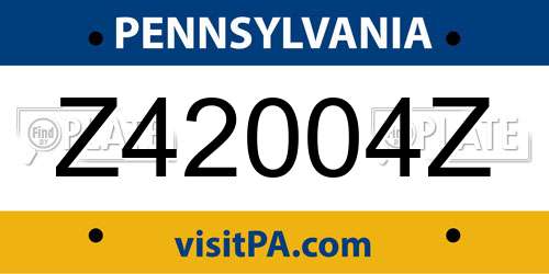 Z42004Z Pennsylvania License Plate