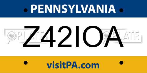 Z42IOA Pennsylvania License Plate