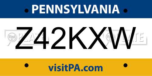 Z42KXW Pennsylvania License Plate