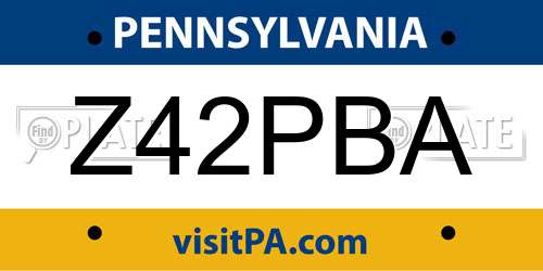 Z42PBA Pennsylvania License Plate
