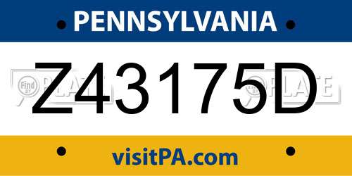 Z43175D Pennsylvania License Plate