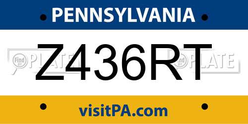 Z436RT Pennsylvania License Plate
