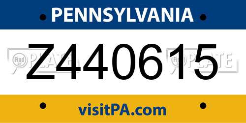 Z440615 Pennsylvania License Plate