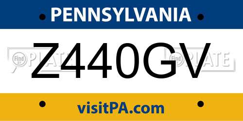 Z440GV Pennsylvania License Plate