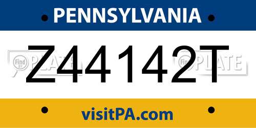 Z44142T Pennsylvania License Plate