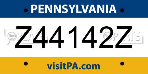 Z44142Z Pennsylvania License Plate