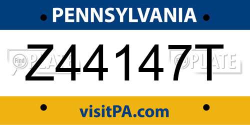 Z44147T Pennsylvania License Plate