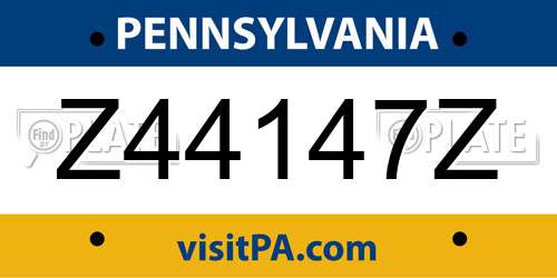 Z44147Z Pennsylvania License Plate