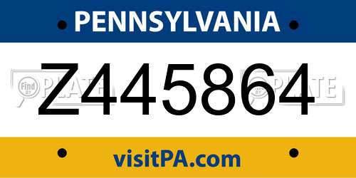Z445864 Pennsylvania License Plate