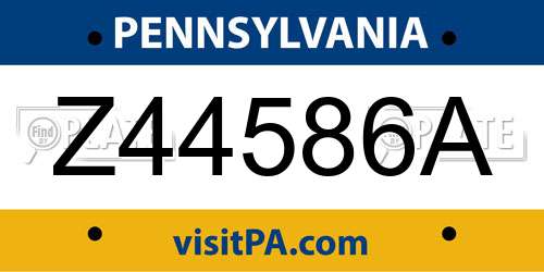Z44586A Pennsylvania License Plate