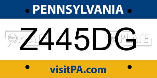 Z445DG Pennsylvania License Plate
