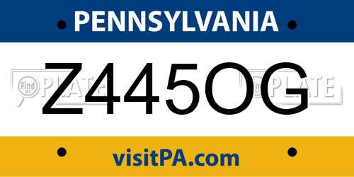Z445OG Pennsylvania License Plate