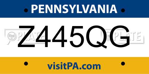 Z445QG Pennsylvania License Plate