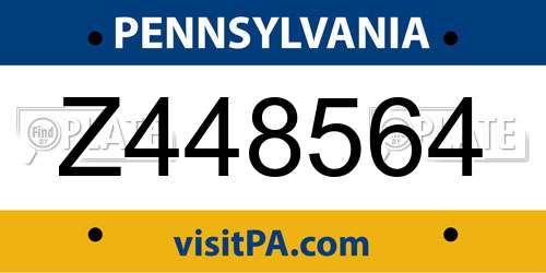 Z448564 Pennsylvania License Plate