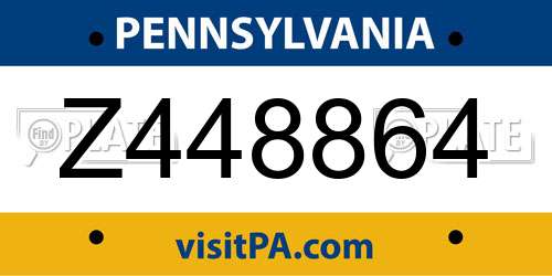 Z448864 Pennsylvania License Plate
