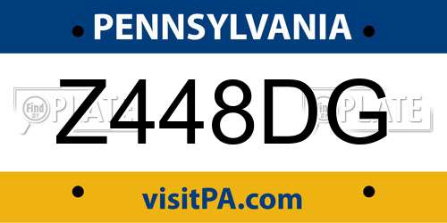 Z448DG Pennsylvania License Plate