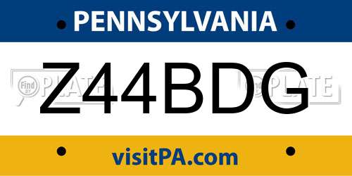 Z44BDG Pennsylvania License Plate