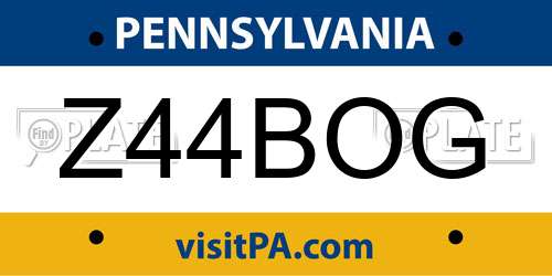 Z44BOG Pennsylvania License Plate