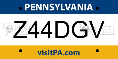 Z44DGV Pennsylvania License Plate
