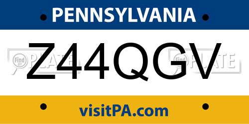Z44QGV Pennsylvania License Plate