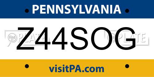 Z44SOG Pennsylvania License Plate