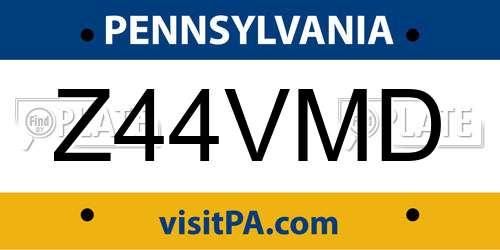 Z44VMD Pennsylvania License Plate