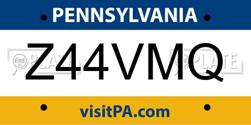 Z44VMQ Pennsylvania License Plate