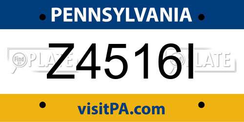 Z4516I Pennsylvania License Plate