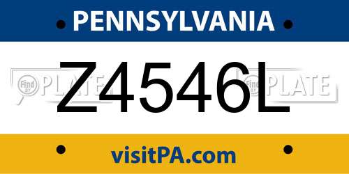 Z4546L Pennsylvania License Plate