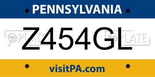 Z454GL Pennsylvania License Plate