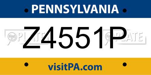 Z4551P Pennsylvania License Plate