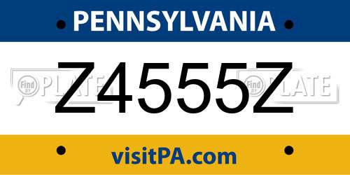 Z4555Z Pennsylvania License Plate
