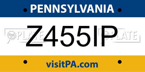Z455IP Pennsylvania License Plate