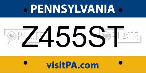 Z455ST Pennsylvania License Plate