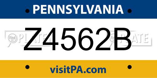 Z4562B Pennsylvania License Plate