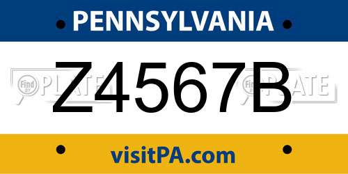 Z4567B Pennsylvania License Plate