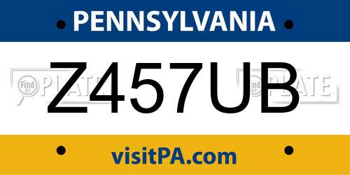 Z457UB Pennsylvania License Plate