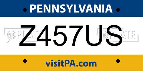 Z457US Pennsylvania License Plate